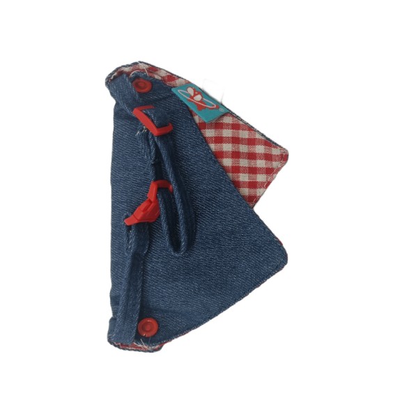 Red Plaid Jeans Triangle Bib