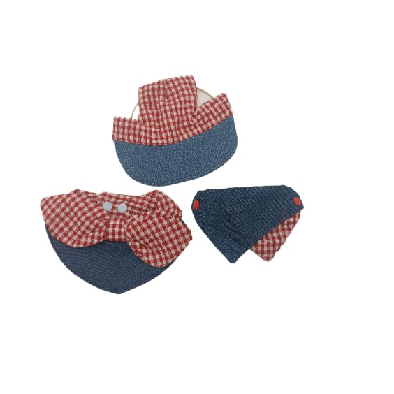 Red Plaid Jeans Triangle Bib