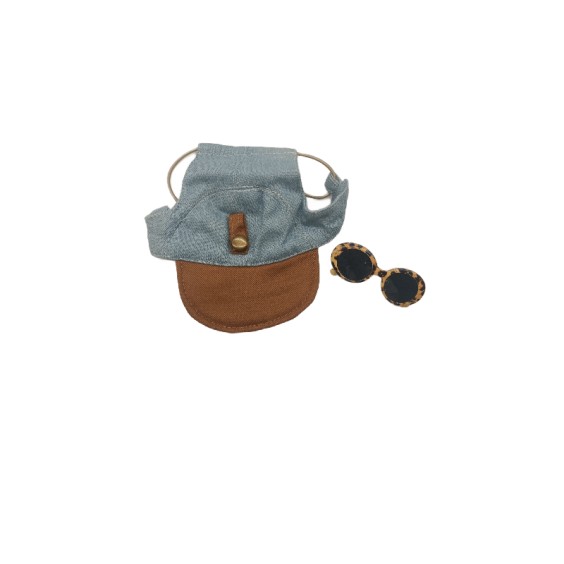 Brown Brim Comes With Leopard Print Sunglasses Pet Sun Hat