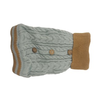New Cable Knit Button Sweater - Blue Pet Clothes