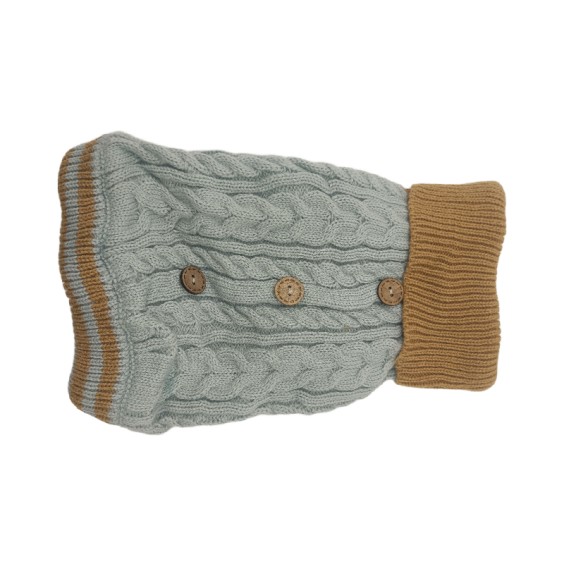 New Cable Knit Button Sweater - Blue Pet Clothes