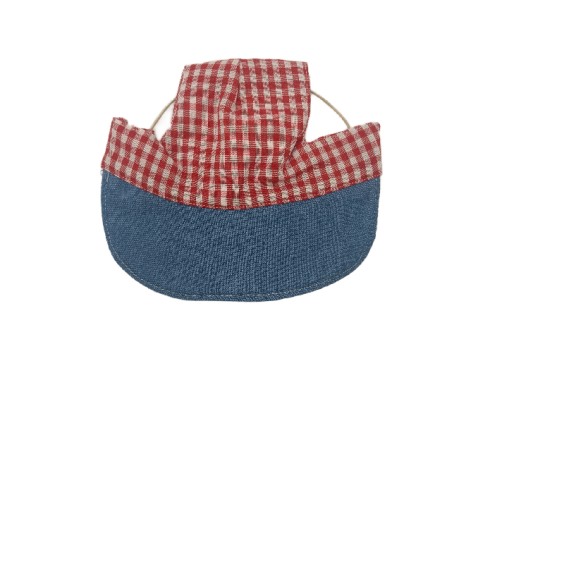 Red Plaid Denim Pet Sun Hat