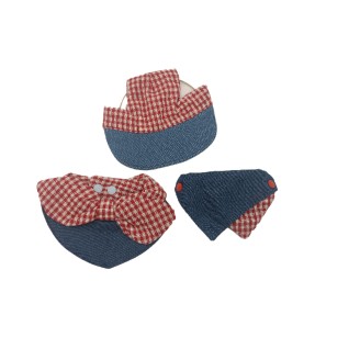 Red Plaid Denim Pet Sun Hat