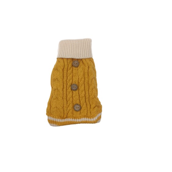 New Cable Knit Cardigan - Yellow  Pet Clothes