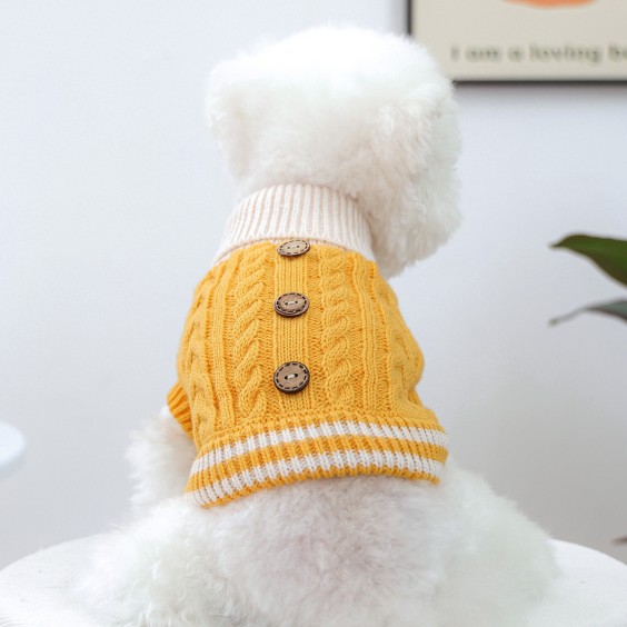 New Cable Knit Cardigan - Yellow  Pet Clothes